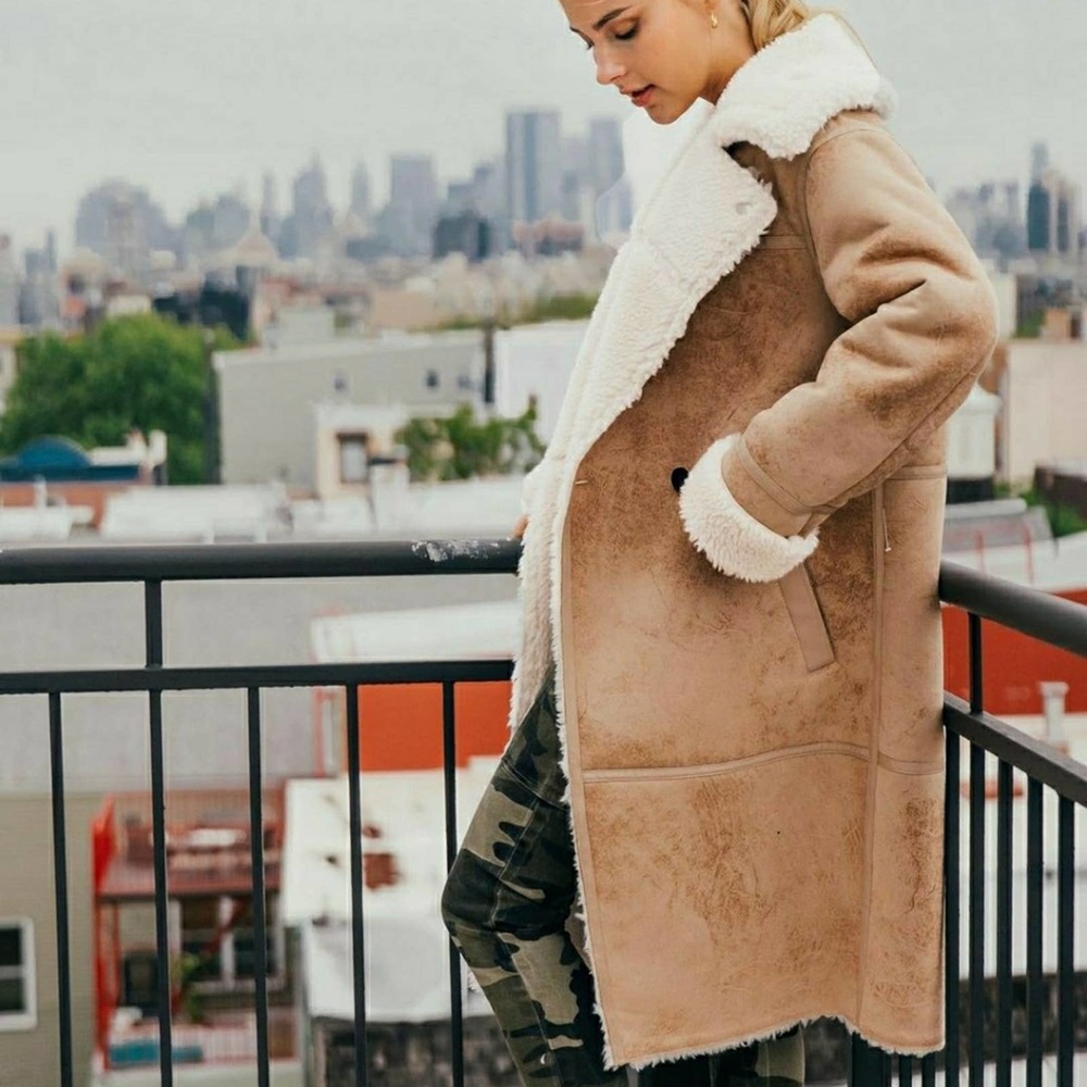 Avec Les Filles Asymmetrical Faux Shearling Coat - Picture 9 of 10